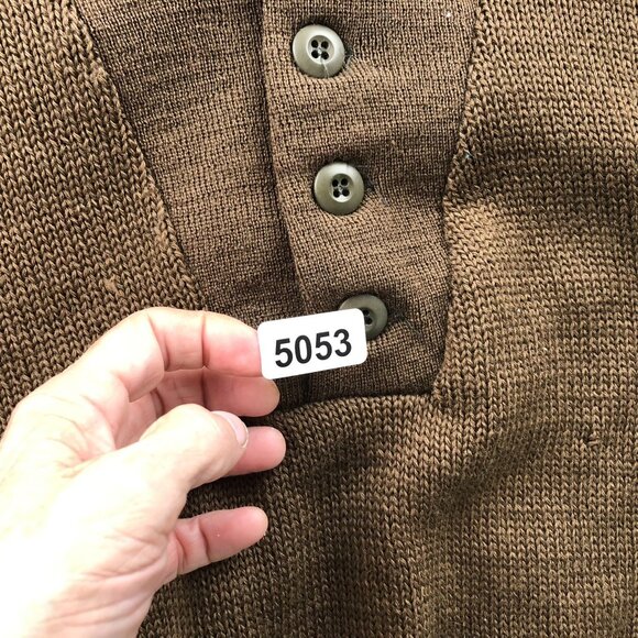 Sebo Knitwear Men's Commando Sweater Medium 100% Wool Brown Rib Knit Henley - Picture 14 of 14